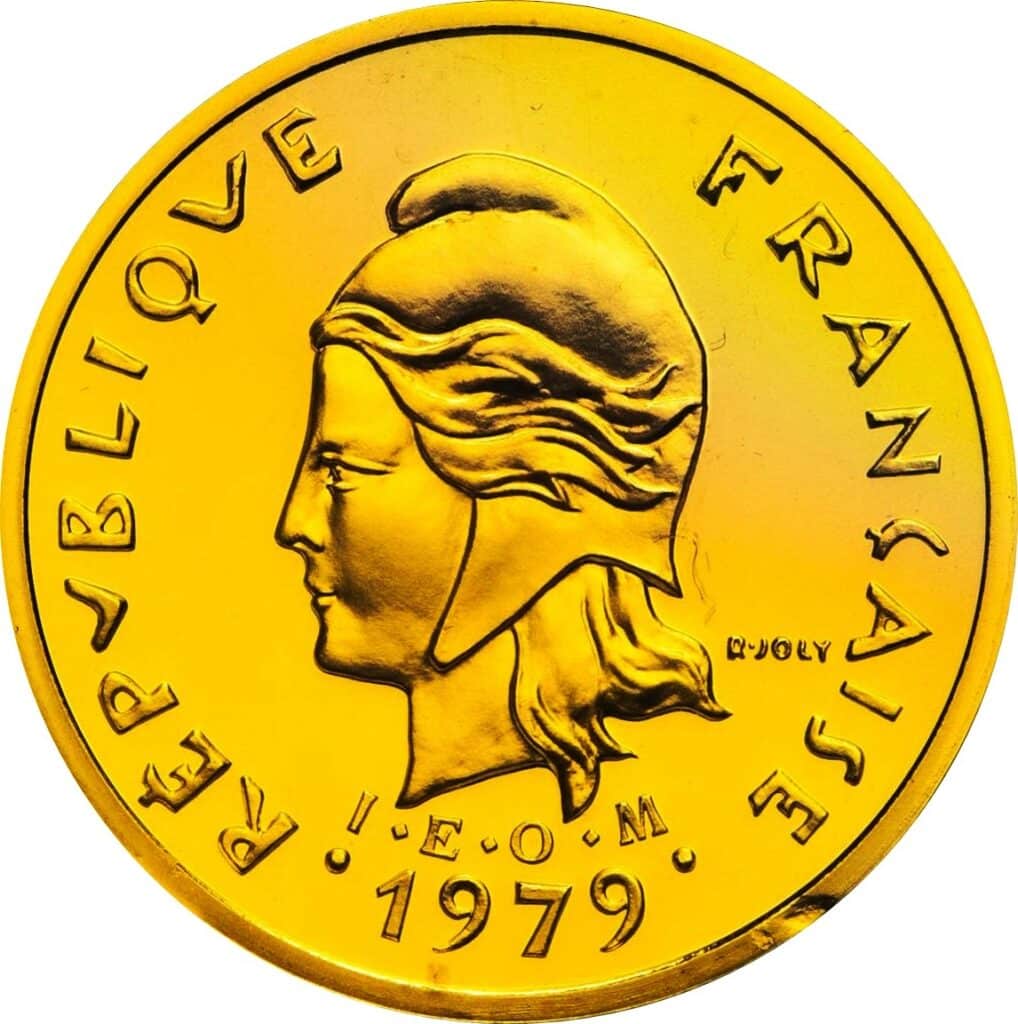 Avers 10 francs Piéfort or - - Nouvelle-Calédonie
 (France d'outre-mer) — pièce en or