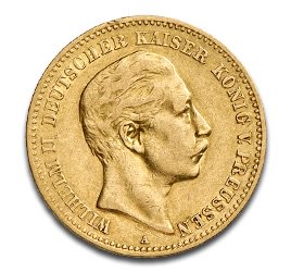 10 Mark d'or Allemand Empereur Wilhelm II Prusse en Or - 3,58 g - Allemagne Face