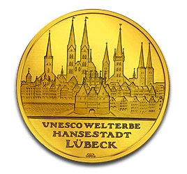 100 Euro Allemagne UNESCO Patrimoine Mondial Lubeck en Or - 15,5517 g - Allemagne Face