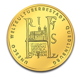 100 Euro Allemagne UNESCO Patrimoine Mondial Quedlinburg en Or - 15,5517 g - Allemagne Face