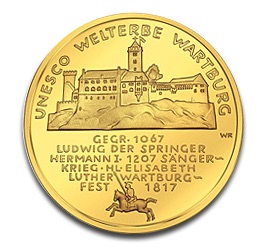 100 Euro Allemagne UNESCO Patrimoine Mondial Wartburg en Or - 15,5517 g - Allemagne Face