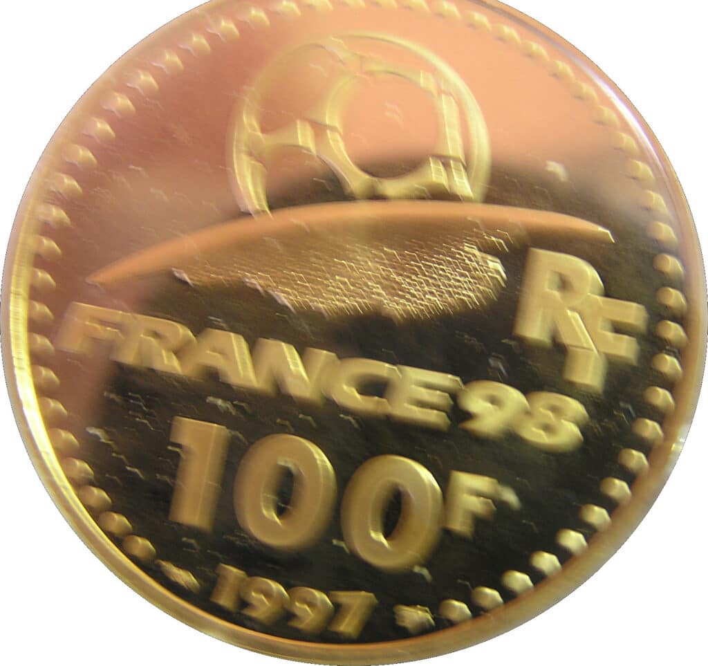 Avers 100 francs Coupe du monde FIFA 1998 - - France — pièce en or