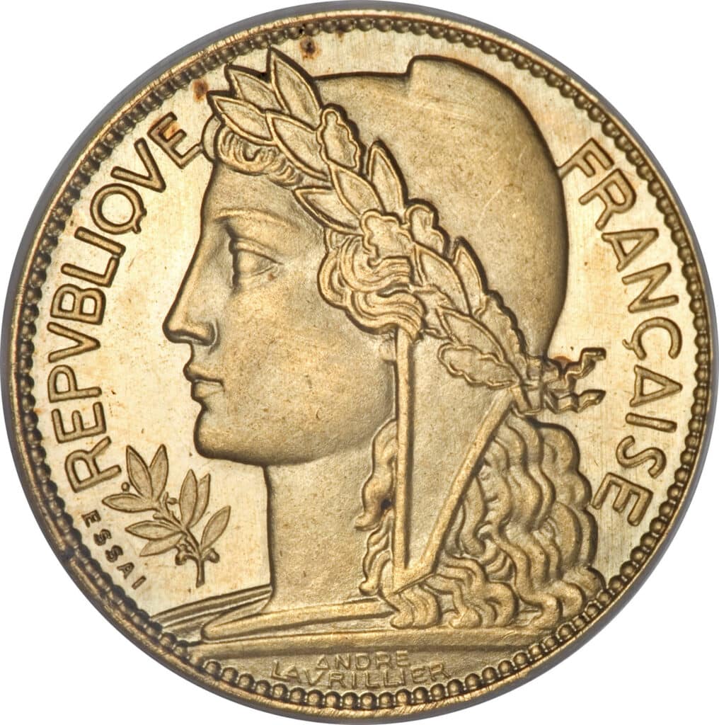 Avers 100 francs Essai de André-Marie Lavrillier - - France — pièce en or