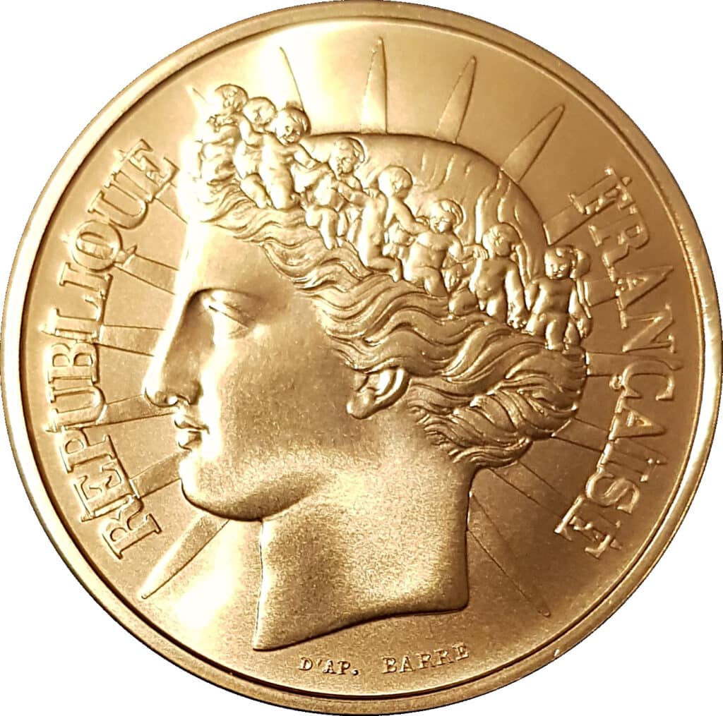 Avers 100 francs Fraternité or - - France — pièce en or
