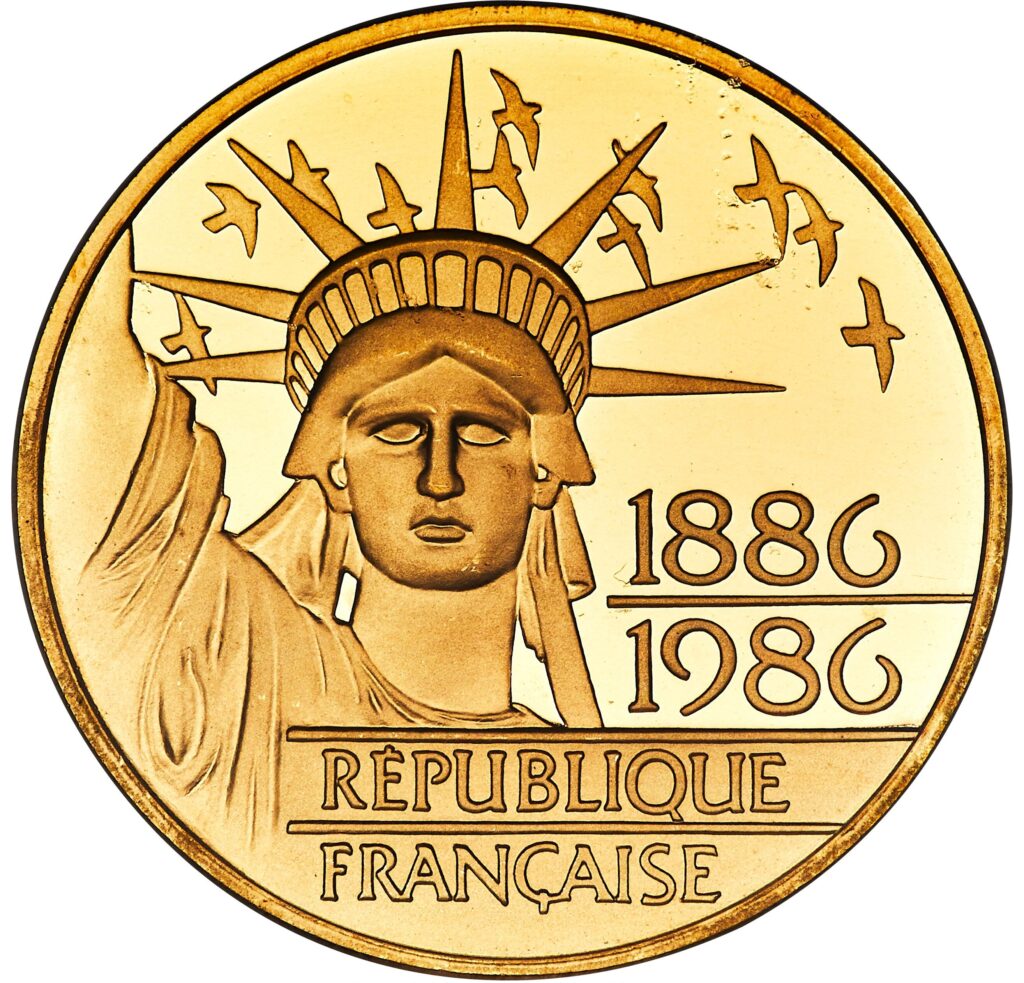 Avers 100 Francs Statue of Liberty; Piedfort - - France — pièce en or