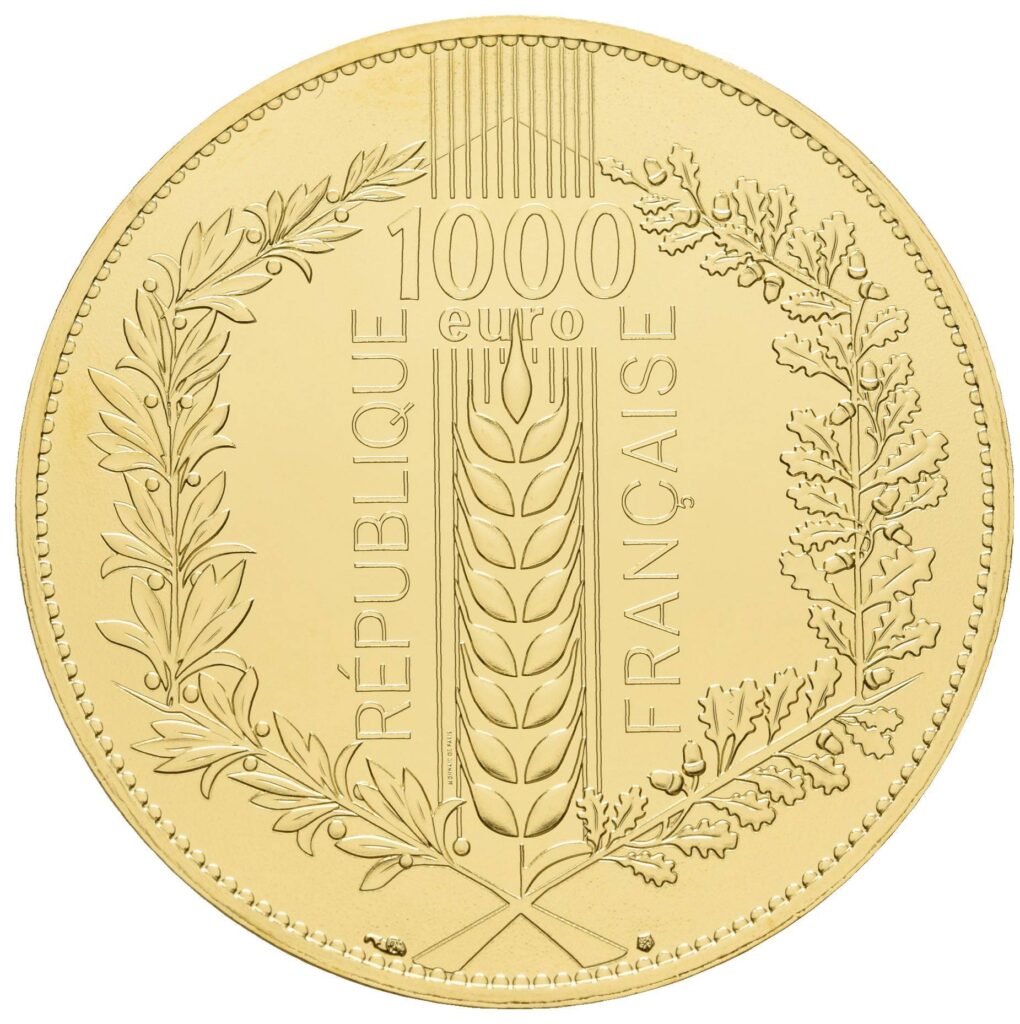 Avers 1000 euros Le chêne - - — pièce en or