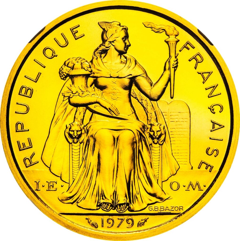 Avers 2 francs Piéfort or - - Nouvelle-Calédonie
 (France d'outre-mer) — pièce en or