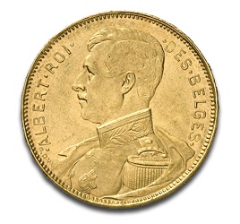 20 Francs Albert I. Belgique en Or - 5,81 g - Belgique Face