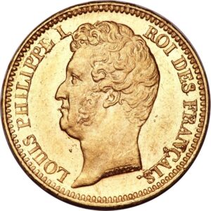 Avers 20 francs Louis-Philippe I Type Tiolier, tranche en relief - - France — pièce en or