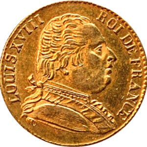 Avers 20 francs Louis XVIII Buste habillé, londres - - France — pièce en or