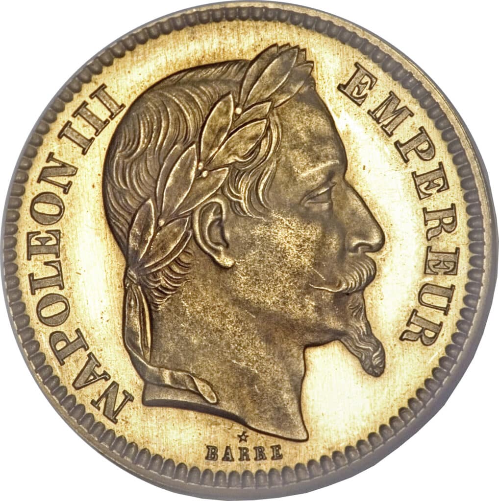 Avers 20 francs Napoléon III essai de Barre - - France — pièce en or