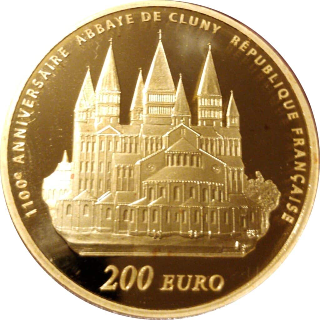 Avers 200 euros Abbaye de Cluny - - France — pièce en or
