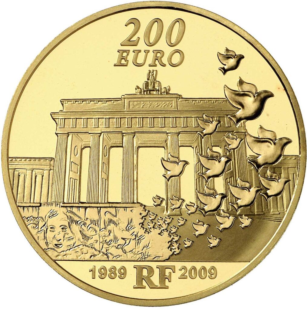 Avers 200 euros Mur de Berlin - - France — pièce en or