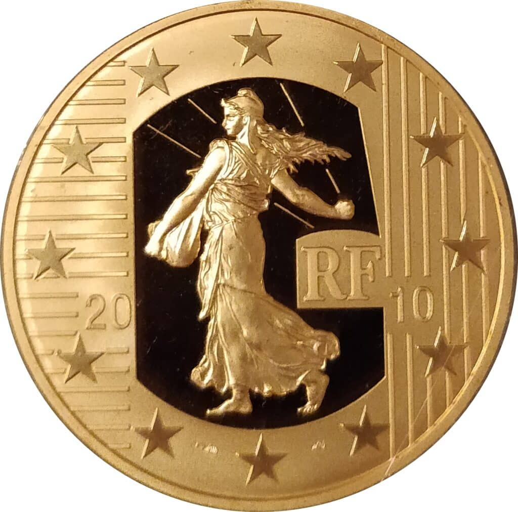 Avers 250 euros Nouveau franc - - France — pièce en or