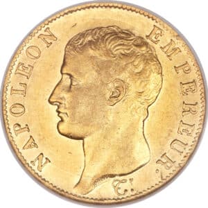 Avers 40 francs Napoléon Tête nue, calendrier grégorien - - France — pièce en or