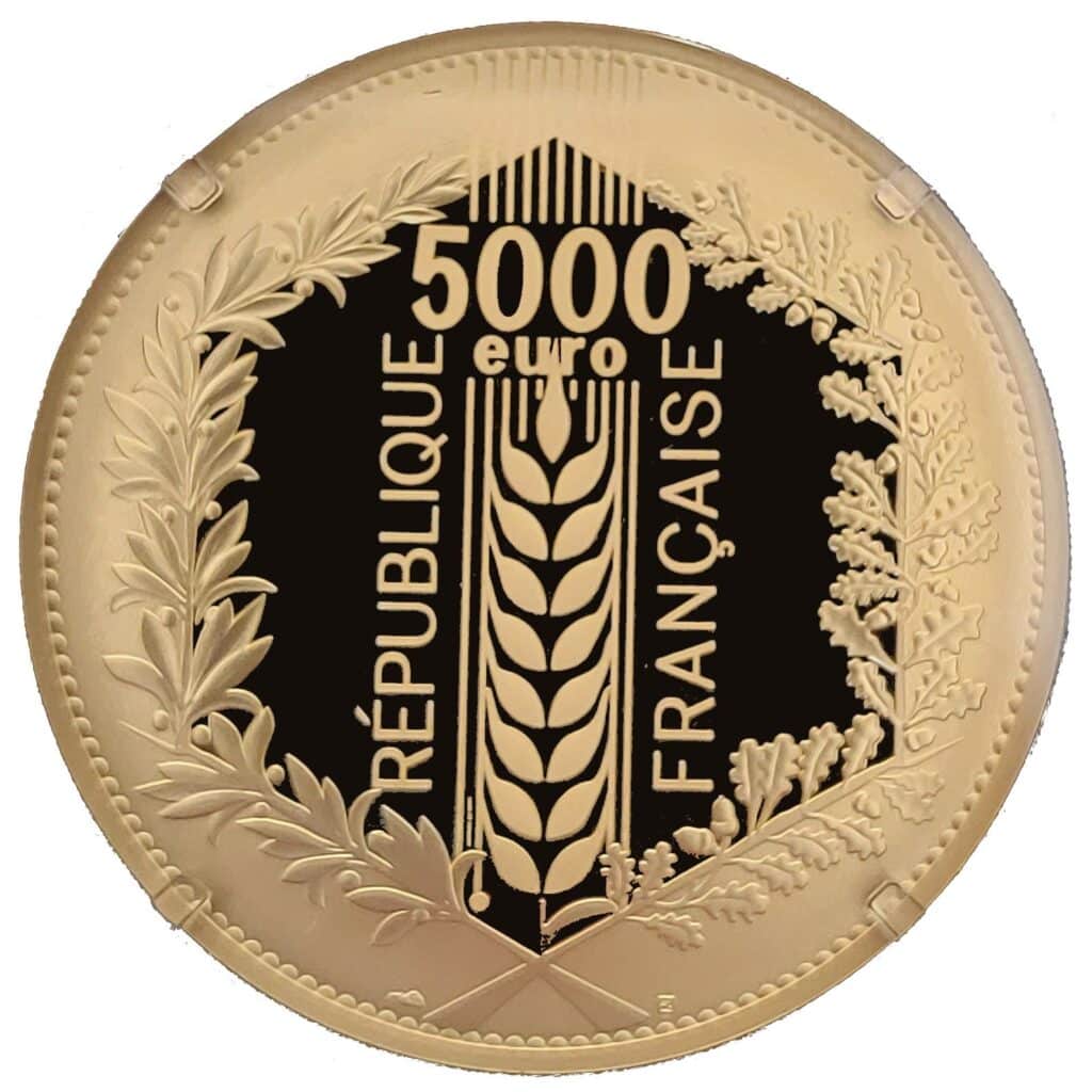 Avers 5 000 euros Le Laurier - - — pièce en or