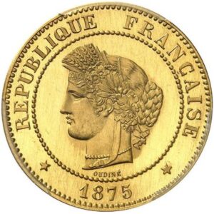 Avers 5 centimes Cérès Epreuve en or de Oudiné - 1875 - France — pièce en or