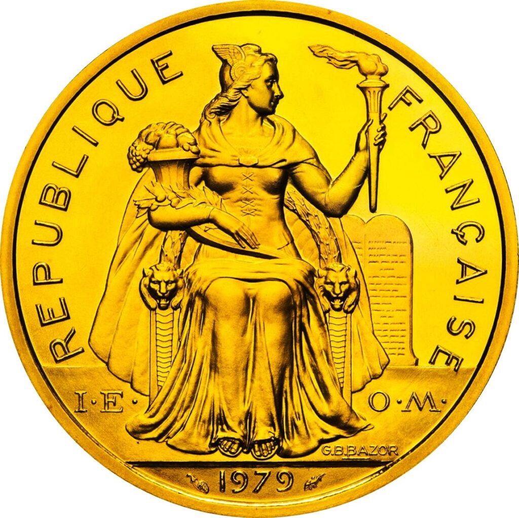 Avers 5 francs Piéfort or - - Nouvelle-Calédonie
 (France d'outre-mer) — pièce en or