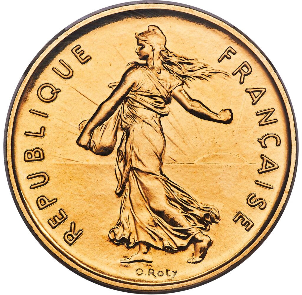 Avers 5 Francs Sower; Gold Piedfort - - France — pièce en or
