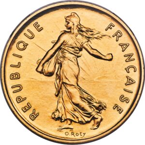 Avers 5 Francs Sower; Gold Piedfort - - France — pièce en or