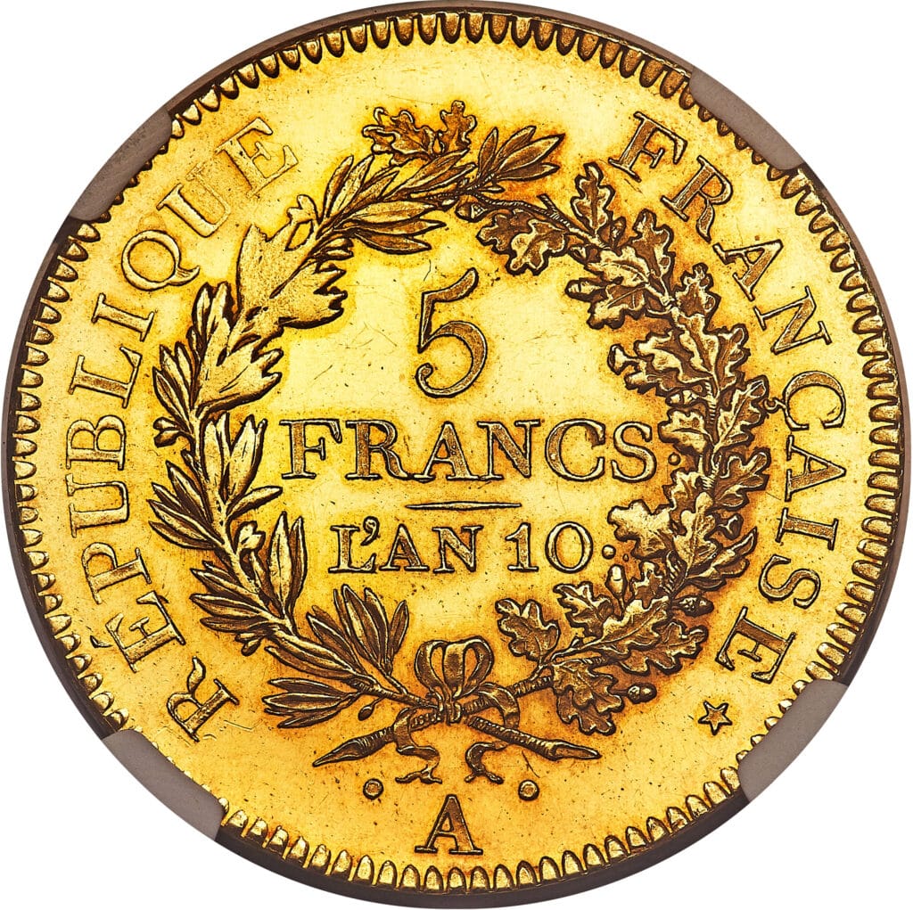 Avers 5 francs Union et force Pièce d'essai en or - - France — pièce en or
