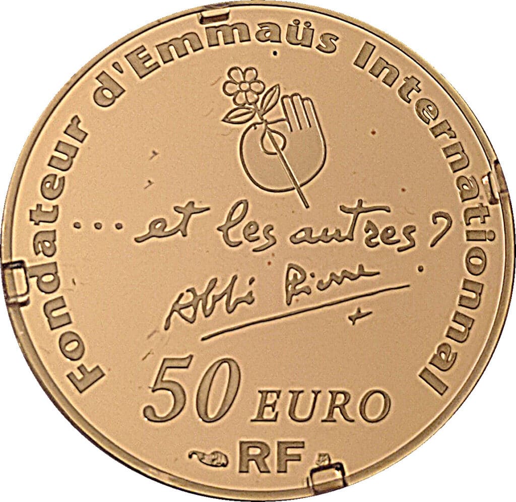 Avers 50 euros Abbé Pierre - - France — pièce en or