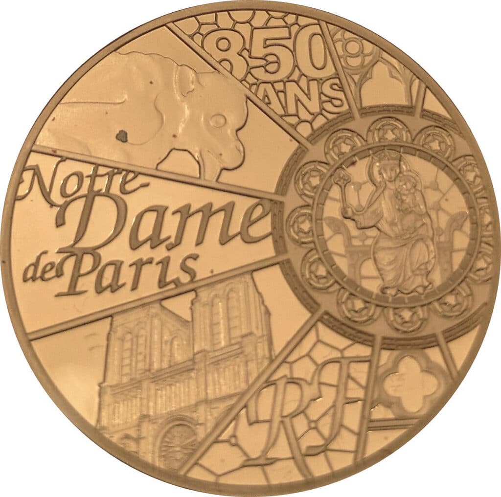 Avers 50 euros Cathédrale Notre-Dame de Paris or - - France — pièce en or