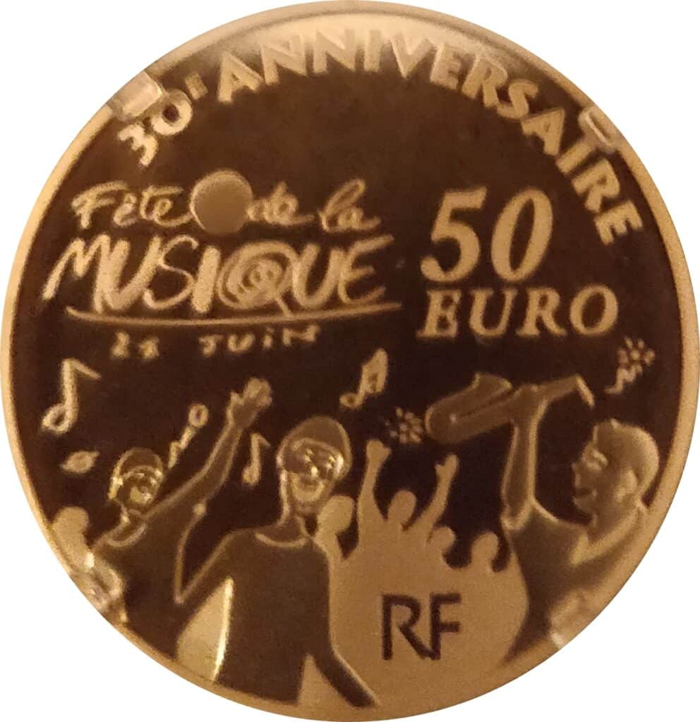 Avers 50 euros Fête de la musique - - France — pièce en or