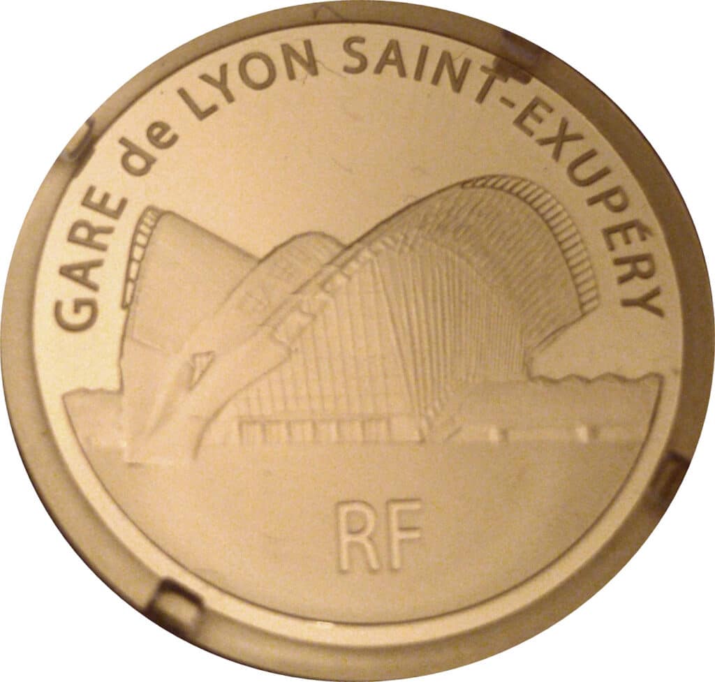 Avers 50 euros Gare de Lyon Saint-Exupéry or - - — pièce en or