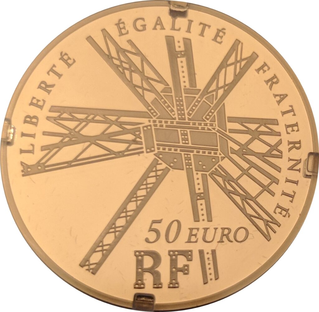 Avers 50 euros Gustave Eiffel or - - — pièce en or