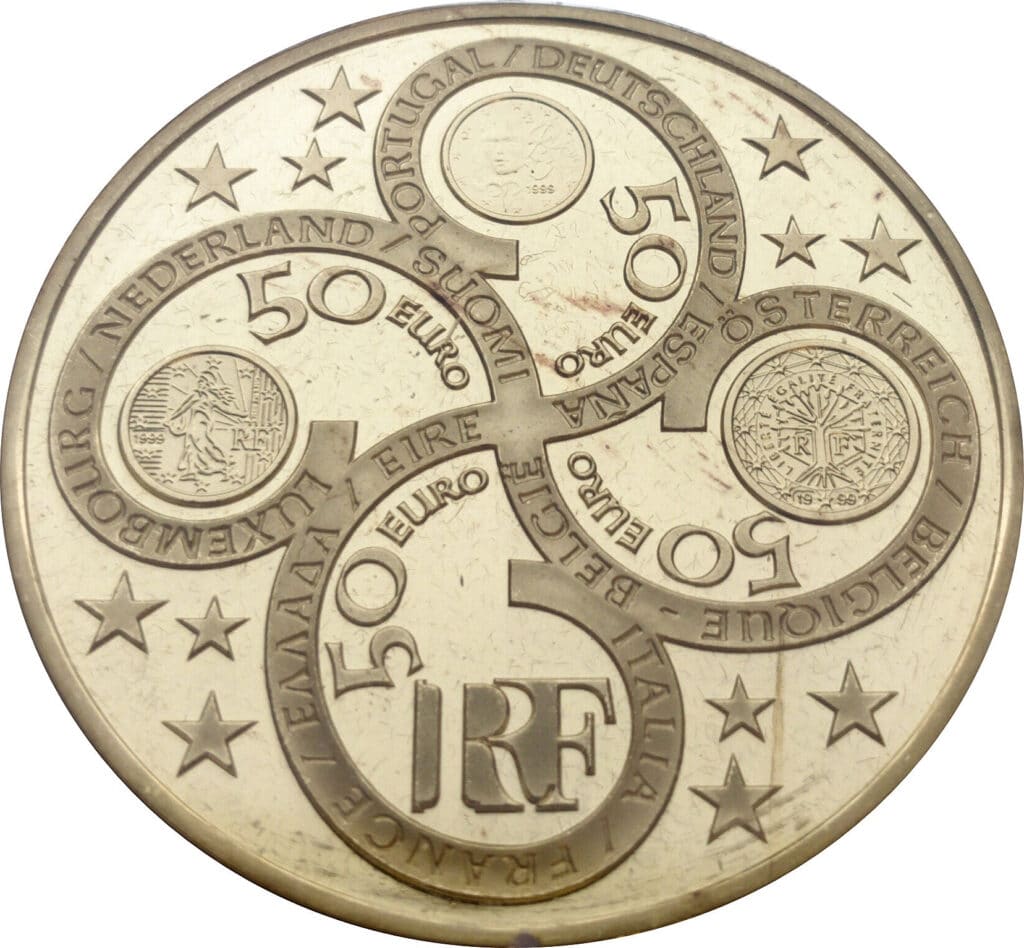 Avers 50 euros Introduction de l'euro 1 an, or - - France — pièce en or