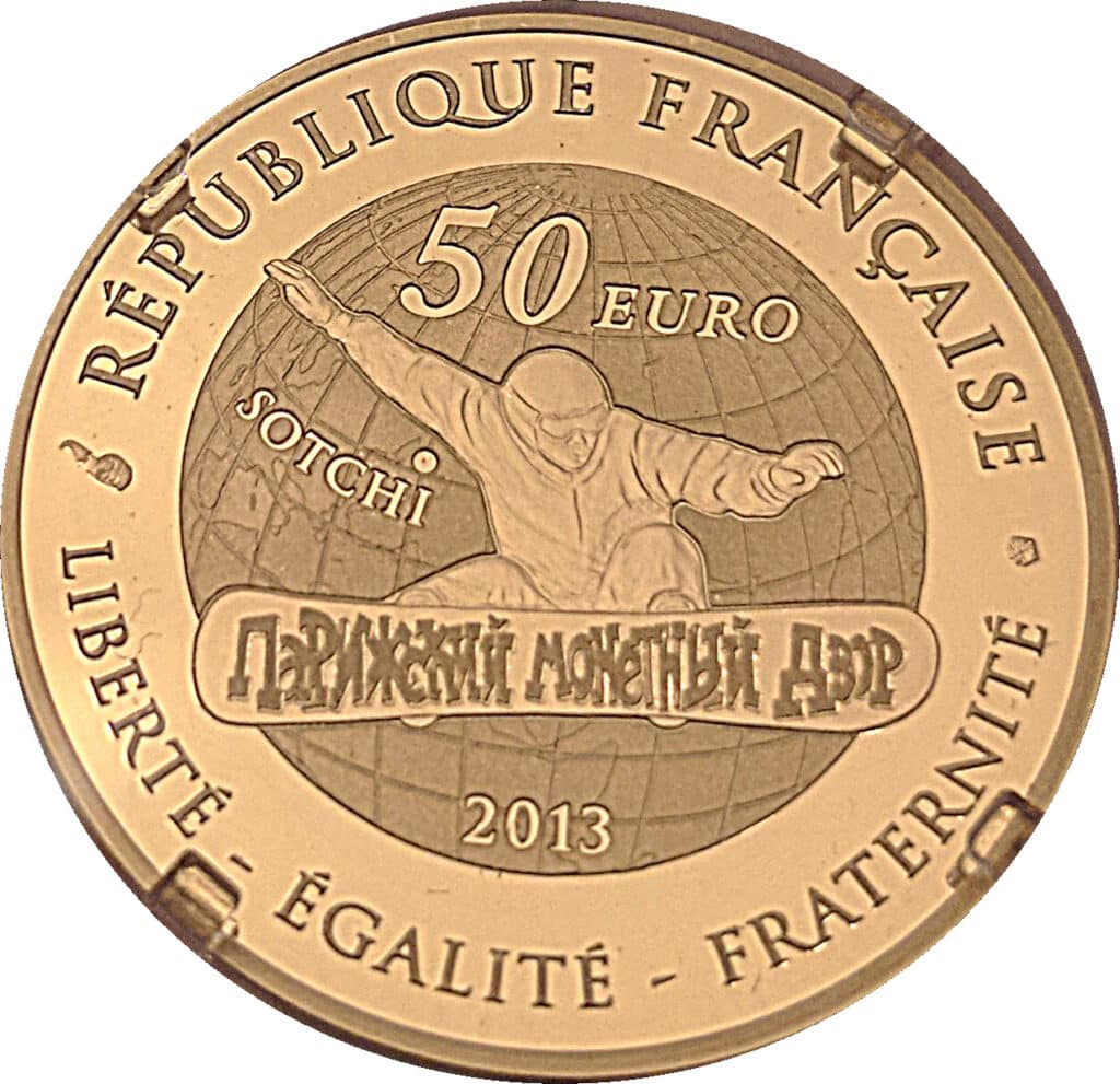 Avers 50 euros JO 2014 Snowboard - - France — pièce en or