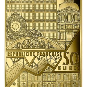 Avers 50 euros Le Bassin aux nymphéas, harmonie verte or - - — pièce en or