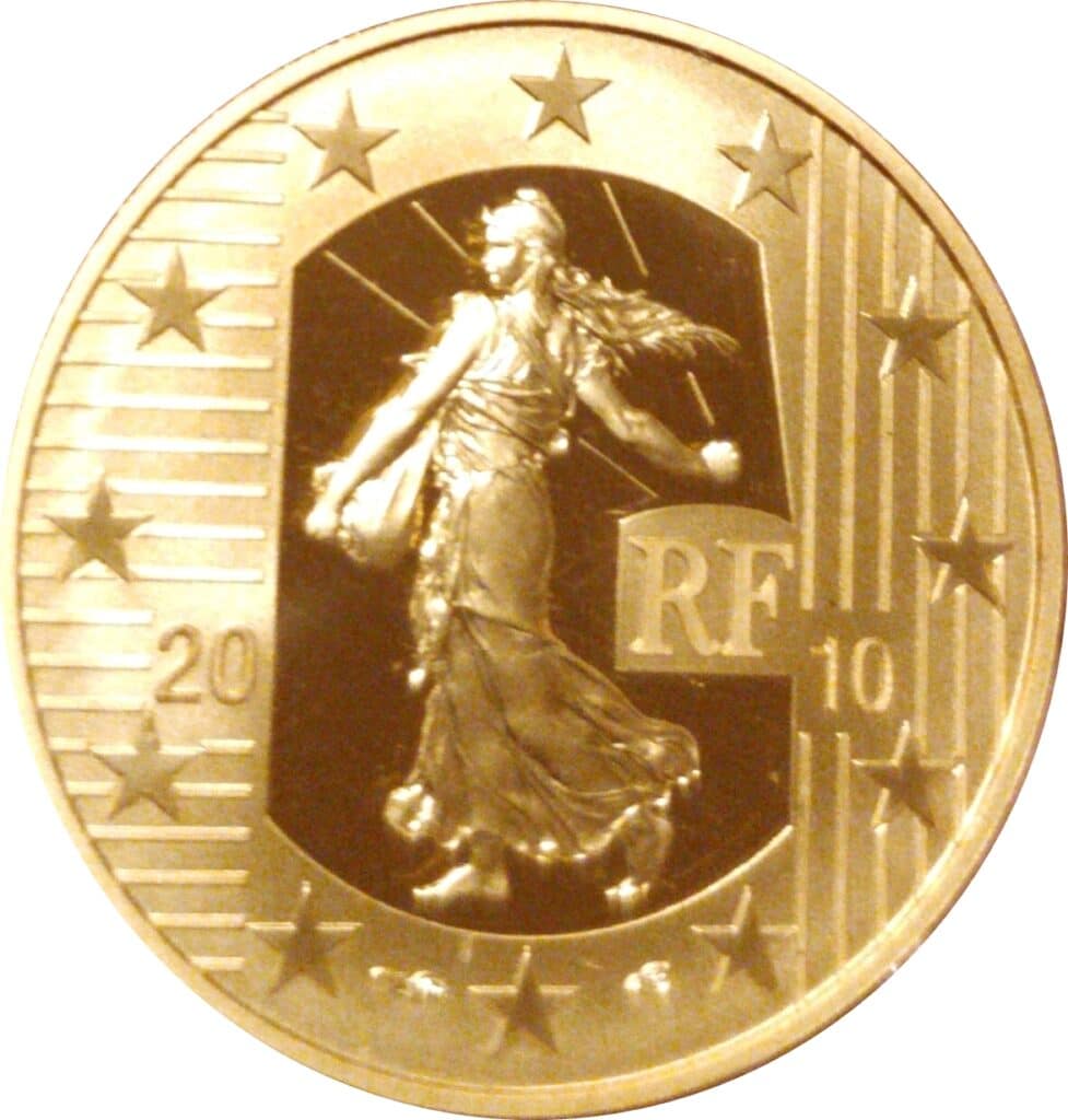 Avers 50 euros Nouveau franc - - France — pièce en or