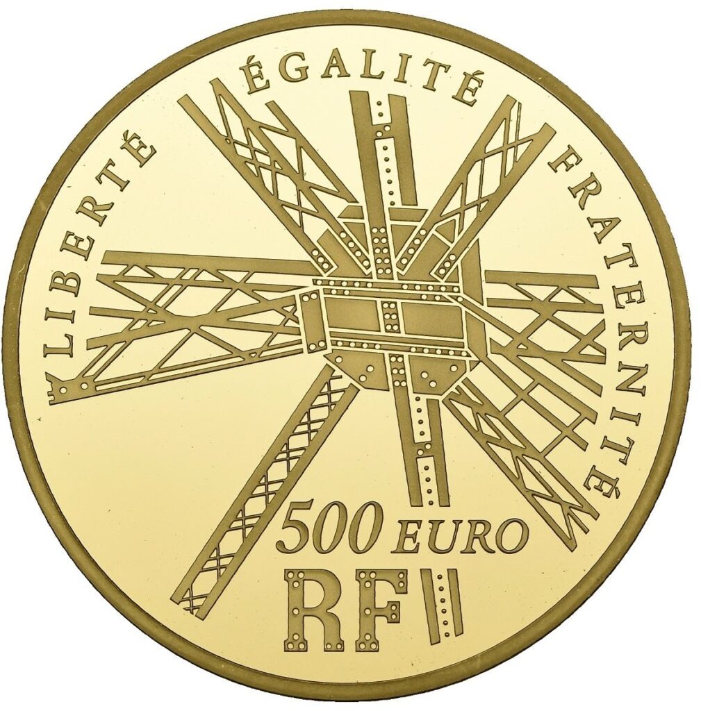 Avers 500 euros Gustave Eiffel - - — pièce en or