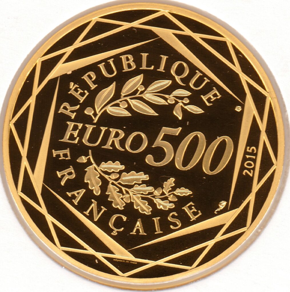 Avers 500 euros La République 3e type - 2015 - France — pièce en or