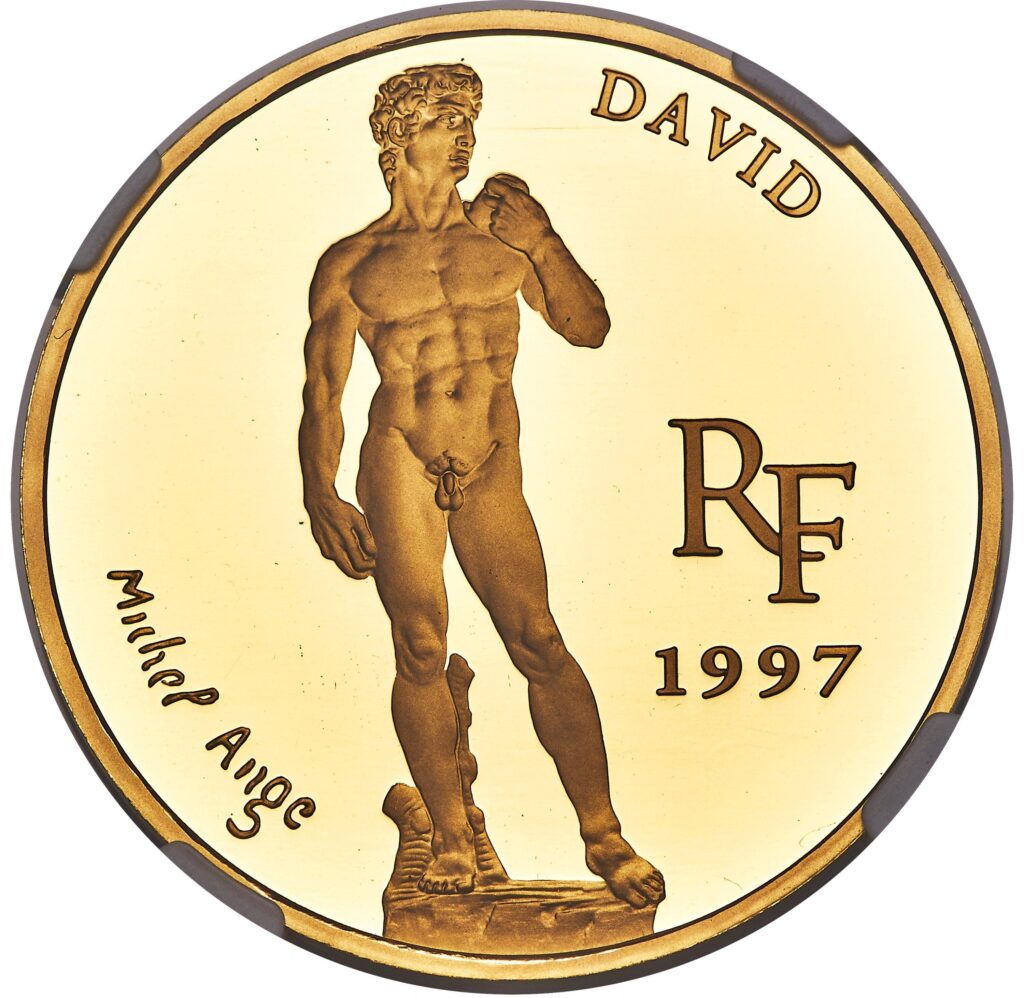 Avers 500 Francs / 75 Euro Michelangelo - David - - France — pièce en or