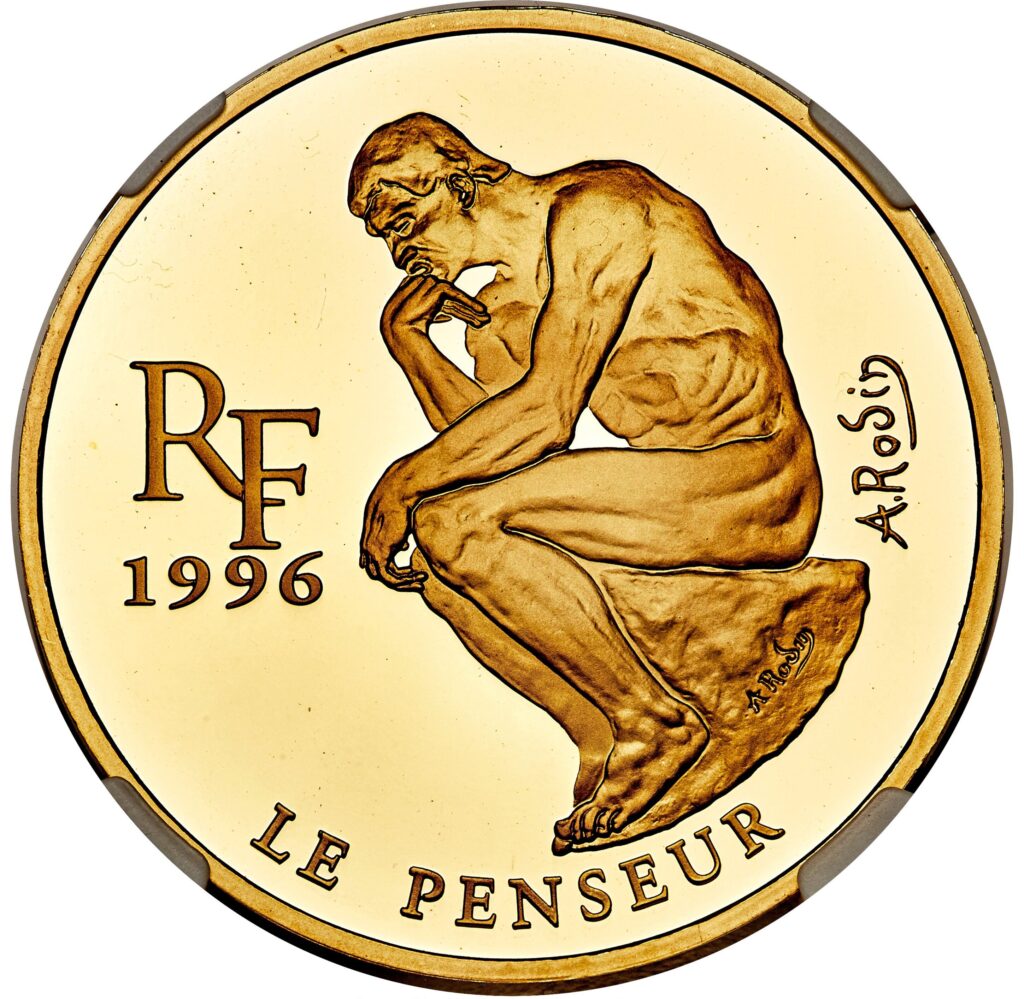 Avers 500 francs / 75 euro Rodin - Le Penseur - - France — pièce en or