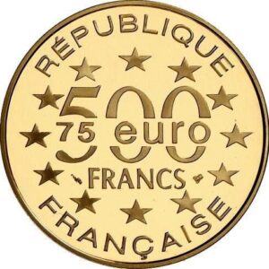 Avers 500 francs / 75 euros enceinte Wenceslas, Luxembourg - - France — pièce en or