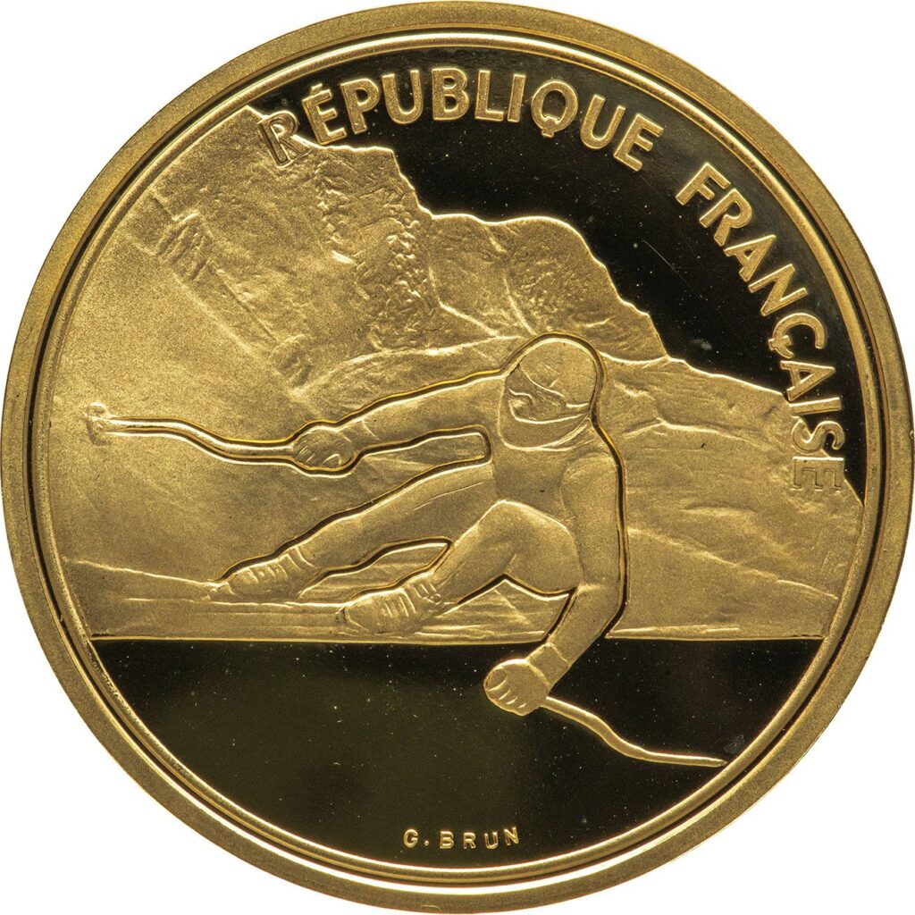 Avers 500 francs Albertville 92 ski de descente - - France — pièce en or