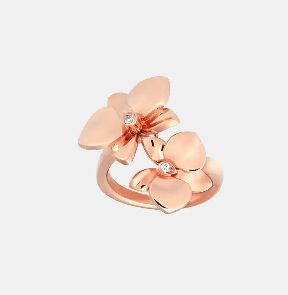 Bague Caresse d'Orchidées Cartier en or rose, bijou d’occasion en très bon état