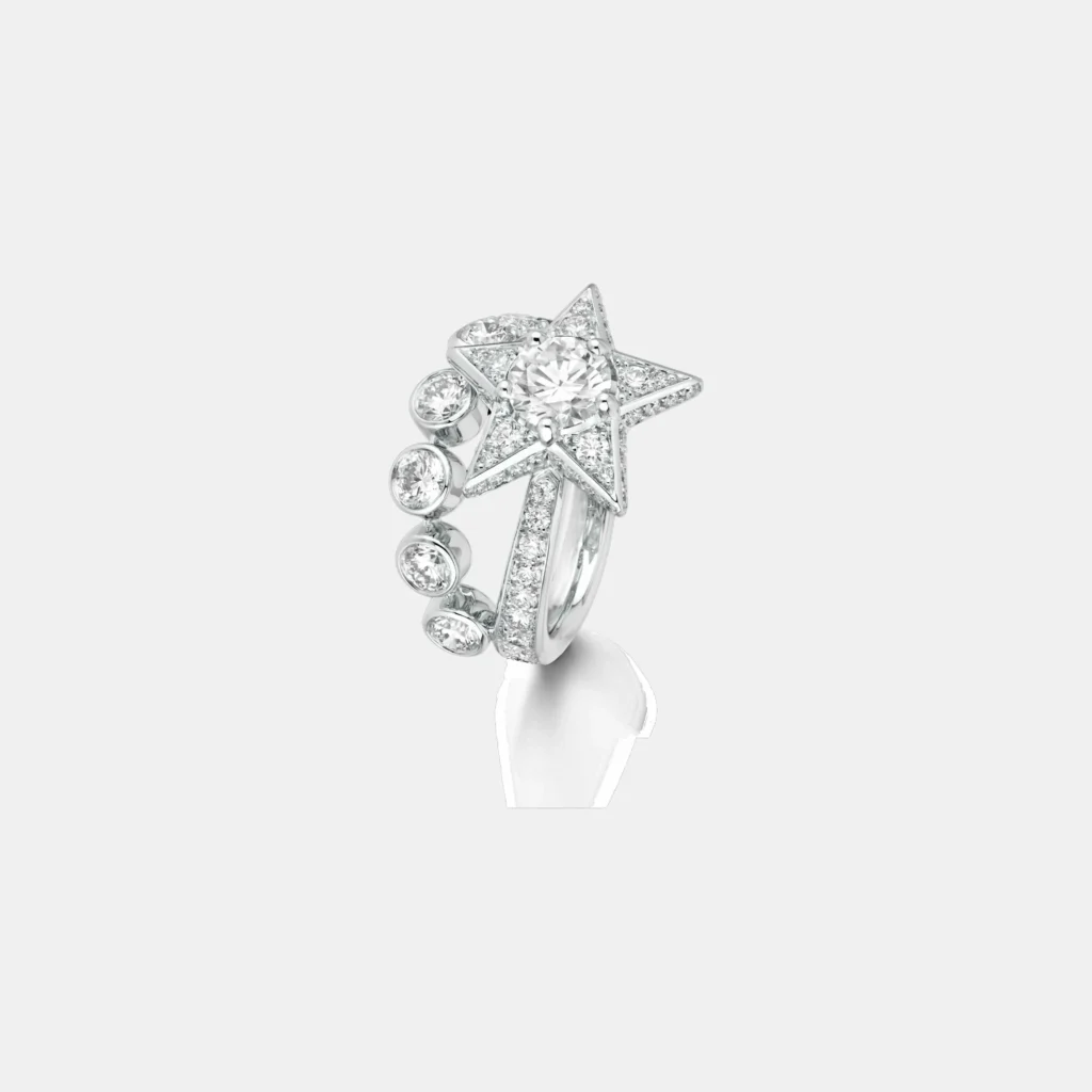 Bague Comète Chanel en or blanc, bijou d’occasion en très bon état