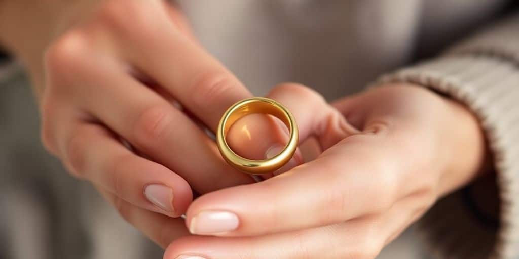 Bague en or brillant tenue dans des mains