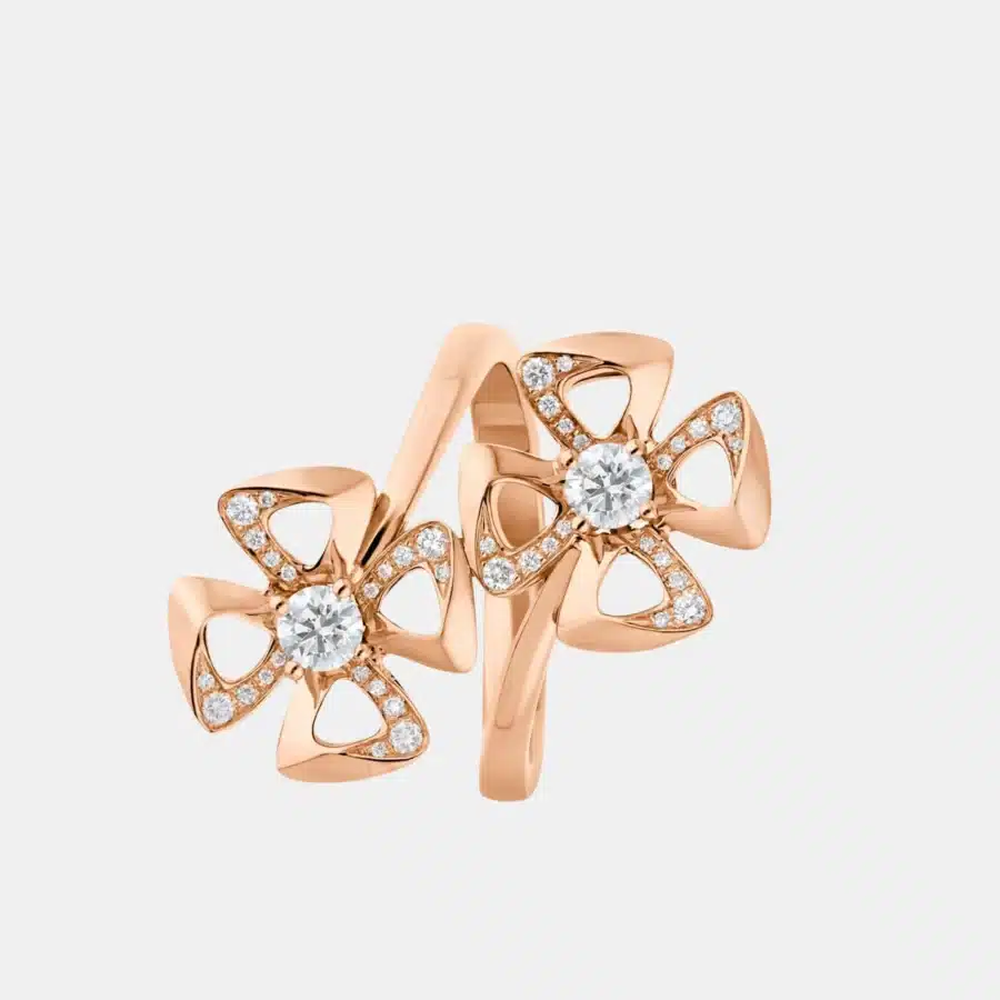 Bague Fiorever Bulgari en or rose, diamant 0.3ct