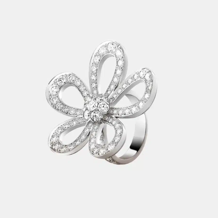 Bague Flowerlace Van Cleef & Arpels en or blanc, diamant 2.81ct — photographie du modèle, cote d’occasion GOLDMARKET