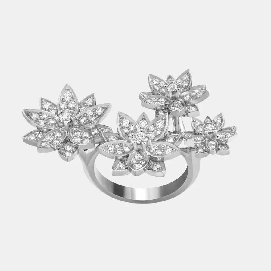 Bague Lotus Van Cleef & Arpels en or blanc, diamant 1.18ct — photographie du modèle, cote d’occasion GOLDMARKET