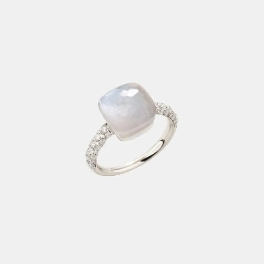Bague Nudo Pomellato en or blanc, pierre de lune 10.5ct