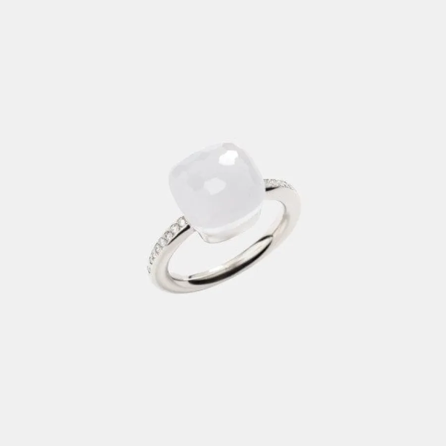 Bague Nudo Pomellato en or blanc, quartz laiteux 6.5ct