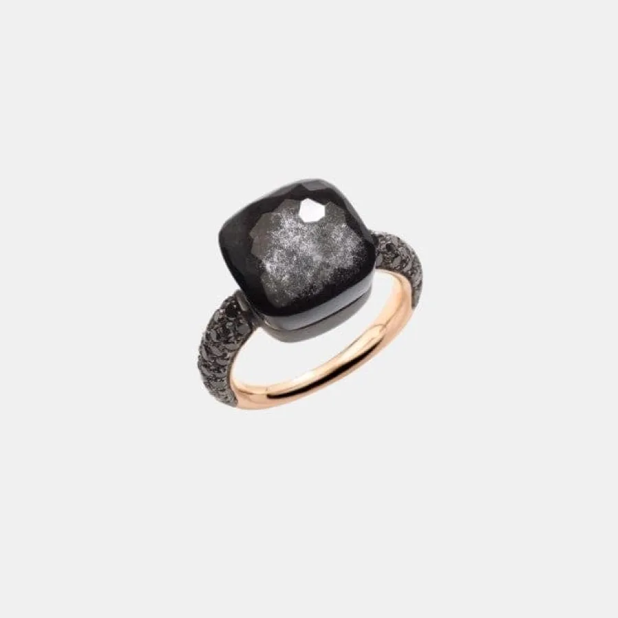 Bague Nudo Pomellato en or rose, obsidienne 10ct — photographie du modèle, cote d’occasion GOLDMARKET