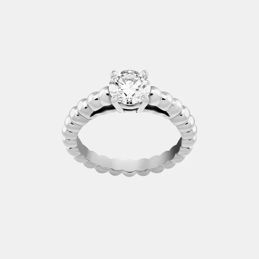 Bague Perlée Van Cleef & Arpels en or blanc, diamant 1ct — photographie du modèle, cote d’occasion GOLDMARKET